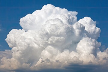 A Majestic White Cumulus Cloud Ascending Against the Azure Canvas of the Sky