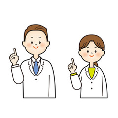 指差しする白衣の医師のイラスト