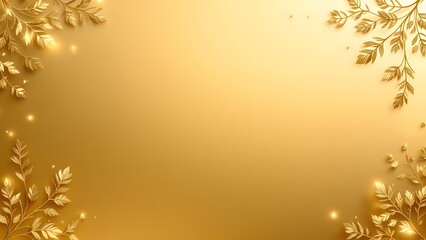 Elegant gold background with golden leaf accents for luxury designs