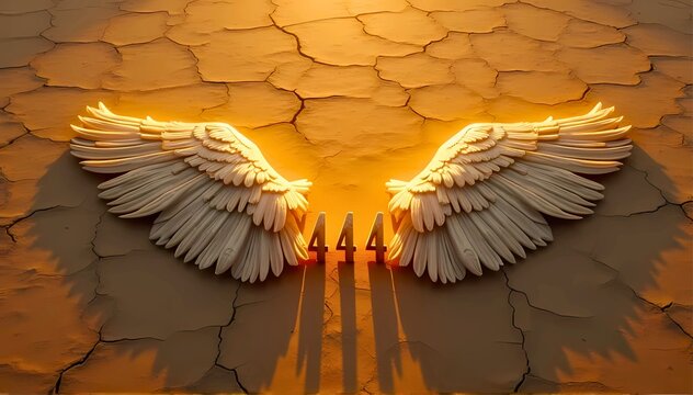 エンジェルナンバー444｜乾いた大地に広がる天使の翼と夕日