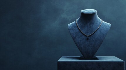 empty blue mannequin neck for jewelry on a stand