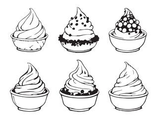 frozen yogurt line art simple minimalist design illustration