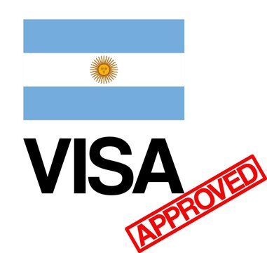 Argentina visa with Argentina flag and red approved stamp