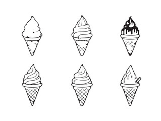 stylish frozen yogurt line art minimal vector for branding