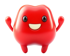 a red cartoon character with arms and legs