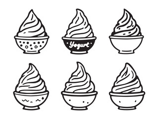 frozen yogurt line art creative vector design for food lovers