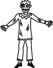 Simple Line Art Zombie Illustration Spooky Halloween Theme