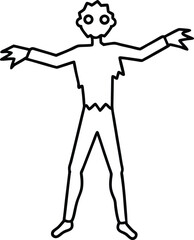 Simple Line Art Zombie Illustration Spooky Halloween Theme for Design Projects