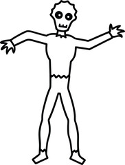 Simple Line Art Zombie Illustration Spooky Halloween Theme