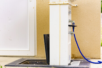 Caravan service. Refilling camper rv water tank.