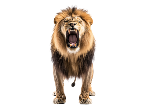 a lion with its mouth open