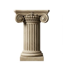 Ionic order column capital architectural detail isolated on white background