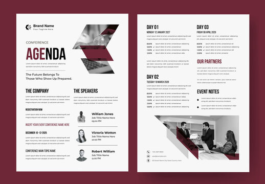 Event Conference Agenda Template Layout