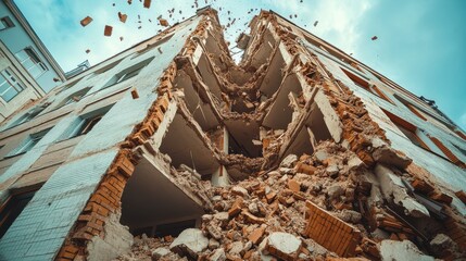 Collapsing Brick Building Debris Disaster Scene