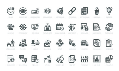 micromanagement lack autonomy constrained workflow work environment icon set