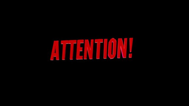 Large bold attention lettering radiates urgency warning high alert and draws strong focus demanding immediate reaction and critical awareness