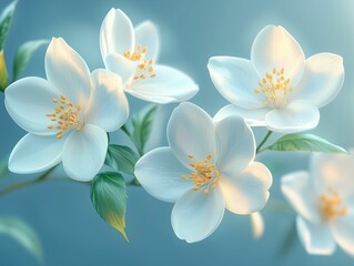 white flowers on blue background