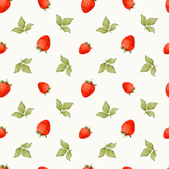 Seamless pattern with strawberry and flowers