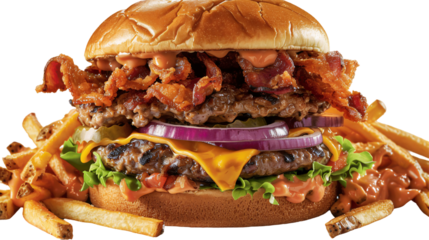 a close up of a burger