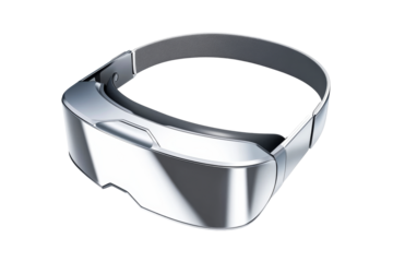 Sleek silver virtual reality headset isolated, cut out transparent