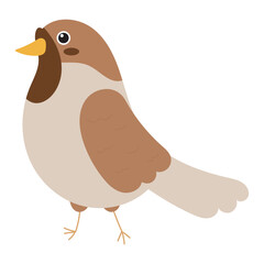 Brown sparrow with a bright yellow beak suitable for nature themed designs, bird watching guides, wildlife blog posts, educational materials, and social media posts