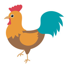 Rooster, proud majestic bird, stands tall and bold. Suitable for farm, agriculture, poultry, wildlife, and nature themed projects