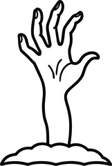 Obraz premium Zombie Hand Rising from the Ground Spooky Line Art Illustration