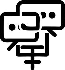 Obraz premium Interconnected conversation bubbles above a pedestal