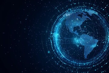 Obraz premium Digital Globe Vector Illustration with Tech Network and Data Points