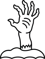 Obraz premium Zombie Hand Rising from the Ground Spooky Line Art Illustration