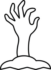 Zombie Hand Rising from the Ground Spooky Line Art Illustration