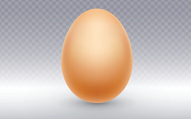 Realistic vector graphic of a whole brown egg standing upright. Simple isolated object perfect for food, cooking, baking, or health themes, and as a clean graphic element. Transparent background.
