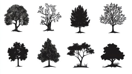 Fototapeta premium Black Silhouette Trees Collection