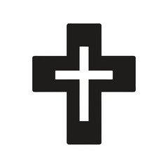 Fototapeta premium white cross icon of silhouette vector illustration on white background