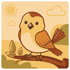 Fototapeta premium A delicate and charming illustration of a sparrow bird, representing freedom and simplicity. Perfect for nature, garden, or bird-watching themed designs. The artwork captures the beauty of small, wild