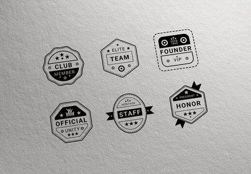 Vintage Badge Emboss Set Club Team Founder Staff Official Seal