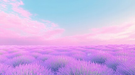 Serene Lavender Field at Sunset Pastel Sky