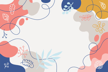 Hand drawn abstract shape floral flat vector background