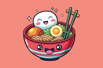  cute ramen colorful Vector