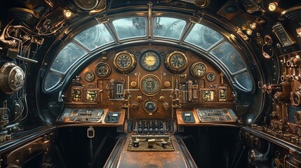Obraz premium Steampunk Cockpit Interior