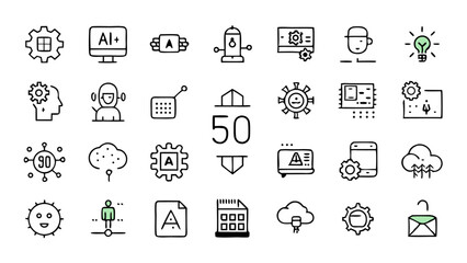 Fototapeta premium Business Line Icon Set - Vector Icons for Corporate Communication and Services