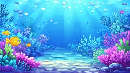 Vibrant Underwater Scene with Colorful Coral Reef and Fish