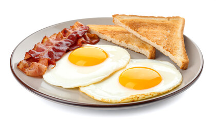Fototapeta premium Traditional Breakfast Plate with Eggs, Bacon, and Toast