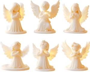 a group of white angels with wings