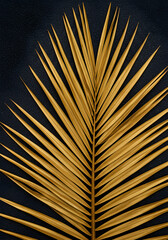 Golden Palm Leaf Texture On Dark Background Art Design Illustration