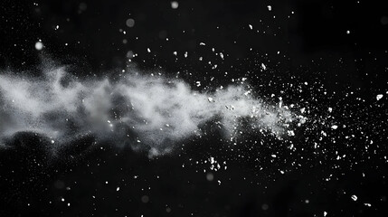 Obraz premium Abstract White Particles Explosion Against Black Background