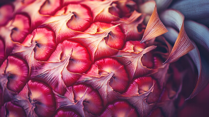 Fototapeta premium a close-up shot of a ripe pineapple, revealing the textured skin and vibrant colors