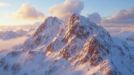Majestic Winter Mountain Peaks at Sunrise