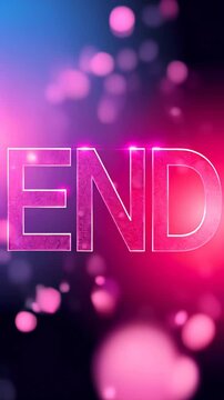 Blurry background with the word end