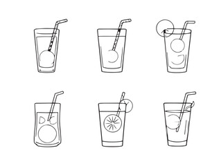 Simple line art of lemonade drink for stock images